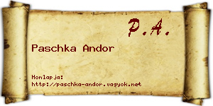 Paschka Andor névjegykártya